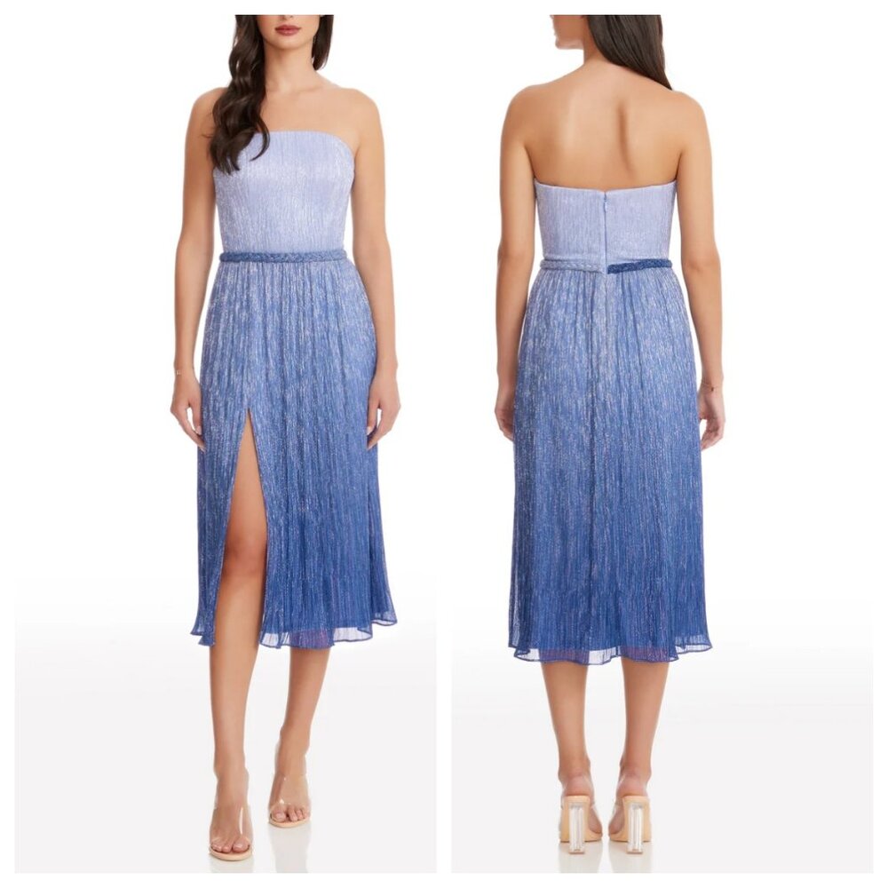 Dress the Population Haldis Strapless Metallic Dress Sky Multi